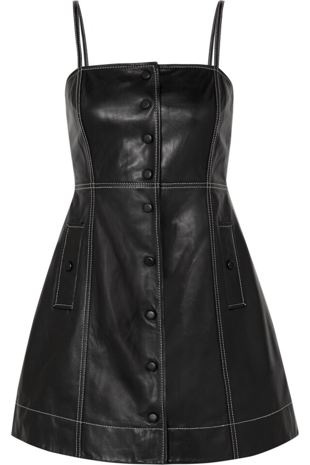 Ganni 黑色皮革連身短裙 $3,385 Net-A-Porter
