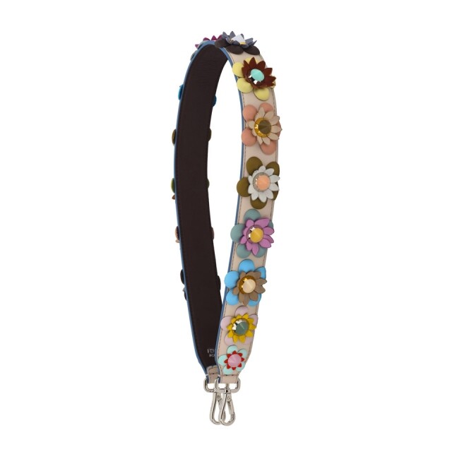Fendi 皮革立體花肩帶