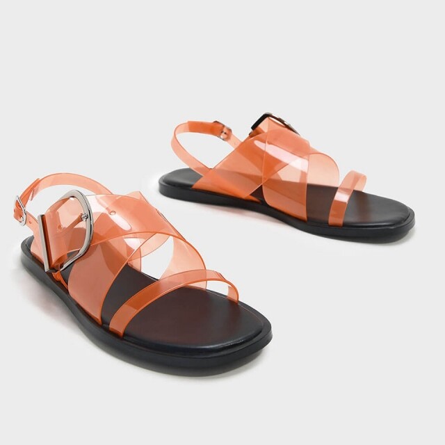 Charles & Keith 橙色 PVC 膠帶涼鞋 $369 Charles & Keith 橙色 PVC 膠帶涼鞋 $369