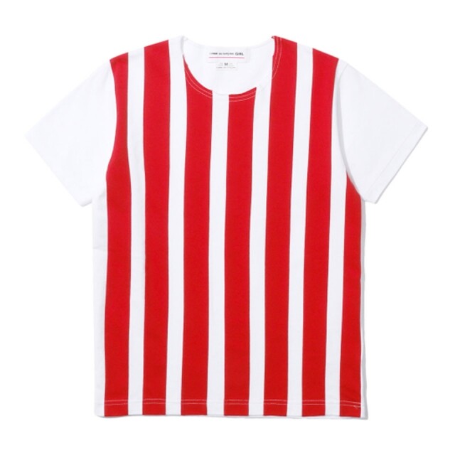 Comme des Garcons GIRL 推出了直紋紅白間條 T-Shirt，市面上較少見。