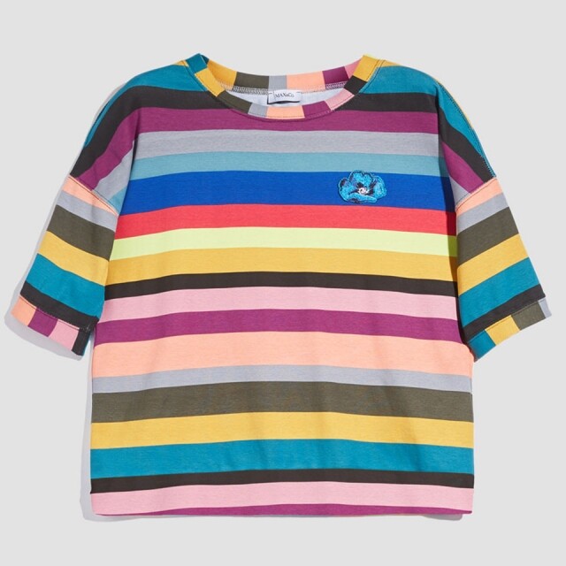Max & Co. 在彩色間條 T-Shirt 繡上花卉圖案，極具夏日氣息