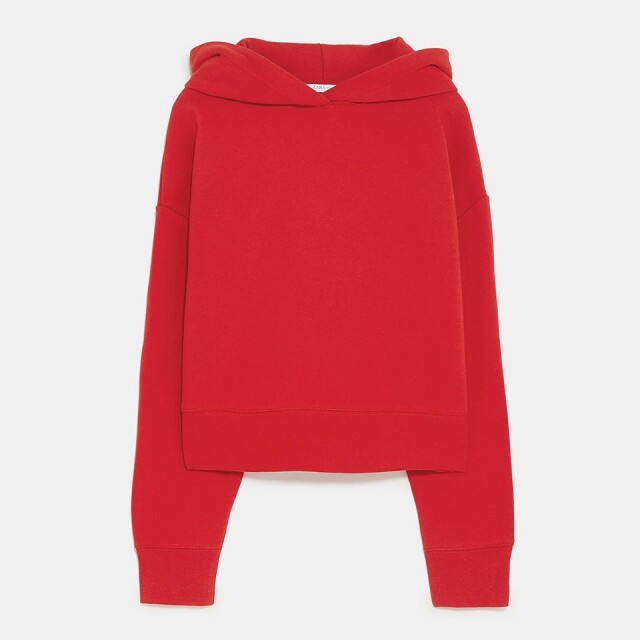 Zara 紅色短版連帽衛衣 $199