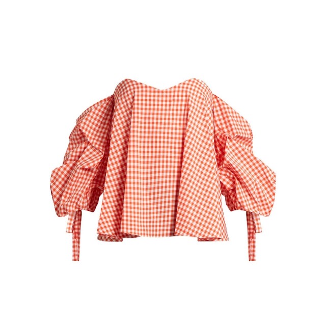 Caroline Constas Gabriella off-the-shoulder gingham top Caroline Constas Gabriella off-the-shoulder gingham top