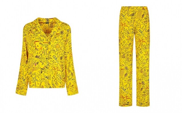 Yoox 聯同時尚 DJ Peggy Gou 推出的睡衣設計，在黃色睡衣上加上印花圖案，絕對比一般的衣物更搶眼！