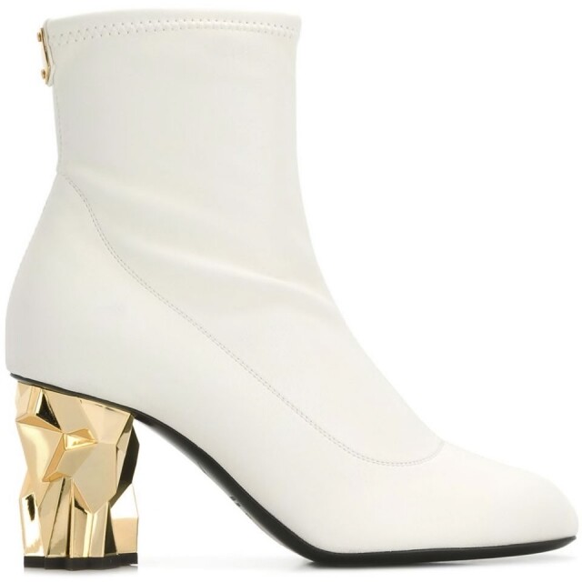 Giuseppe Zanotti Design 金屬幾何鞋跟白色短靴