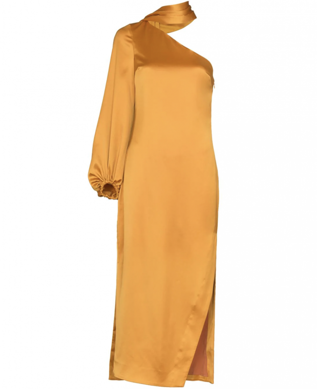 Staud 泥黃色單肩連身長裙 @Farfetch Staud 泥黃色單肩連身長裙 @Farfetch