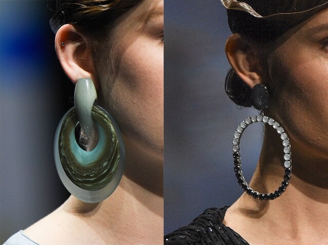 今季 Giorgio Armani 以跨張的飾物作招徠，巨大的耳環定必成為提亮造型的焦點！