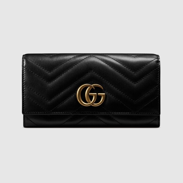 Gucci 黑色 GG Marmont長型銀包 $6,800