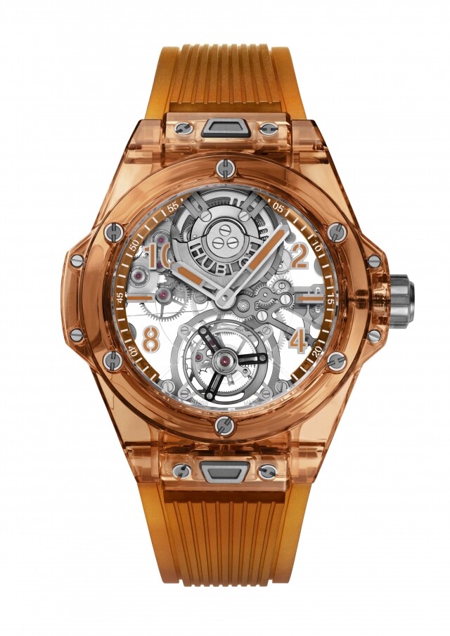 Hublot 熱門手錶推薦：橙色藍寶石陀飛輪腕表 $1,271,000 (全球限量 50 枚)