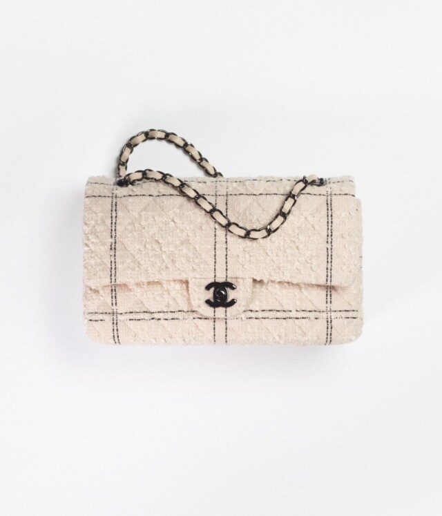 Chanel Classic Flap 斜紋軟呢淺粉紅色手袋 $63,600