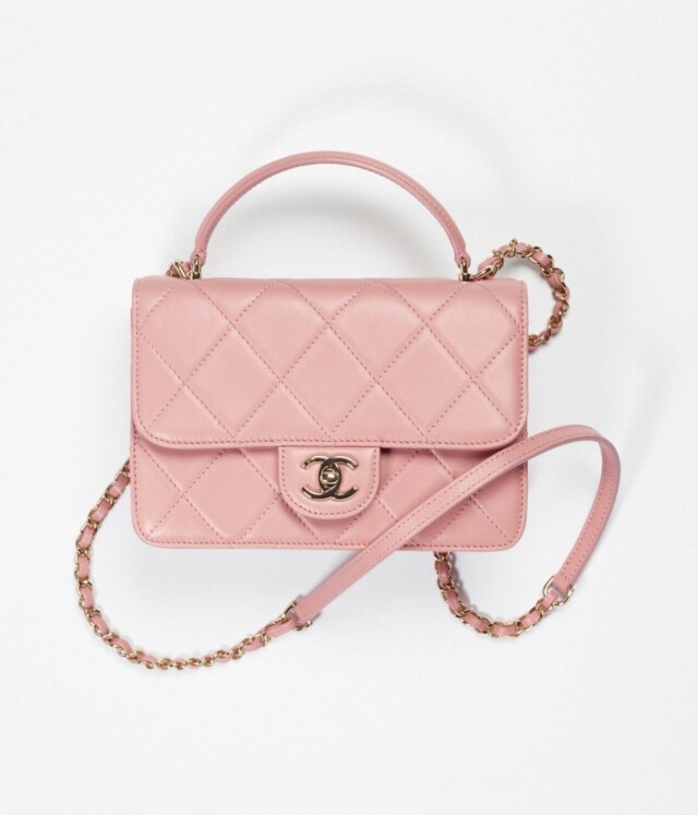 Chanel 粉紅色細號手挽垂蓋手袋 $34,800