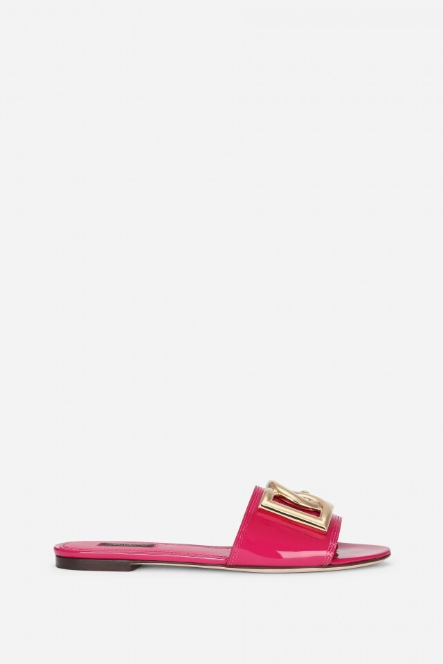 Dolce & Gabbana 桃紅色漆皮平底涼鞋