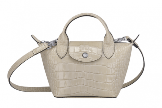 Longchamp 白色壓紋超迷你 Le Pliage 系列手袋