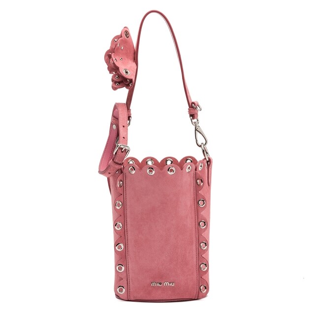 Miu Miu 2018 早春系列粉紅色麖皮 bucket bag $13,350