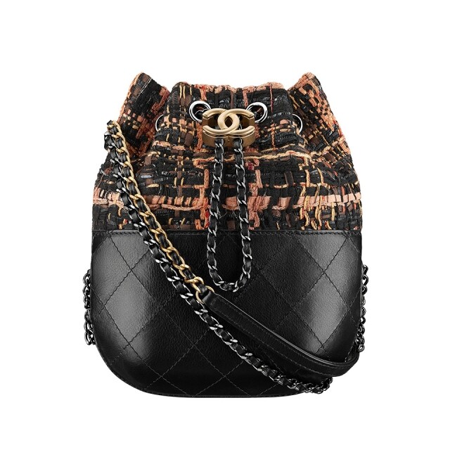 Chanel 2018 早春系列黑色 tweed 拼皮革 Gabrielle 系列手袋 $28,700