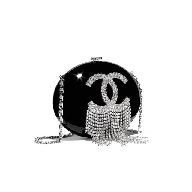Chanel 2018 春夏系列黑色綴閃石球形側揹袋