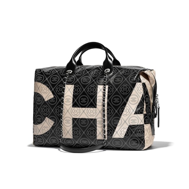 Chanel 2018 春夏系列黑白圖案旅行袋