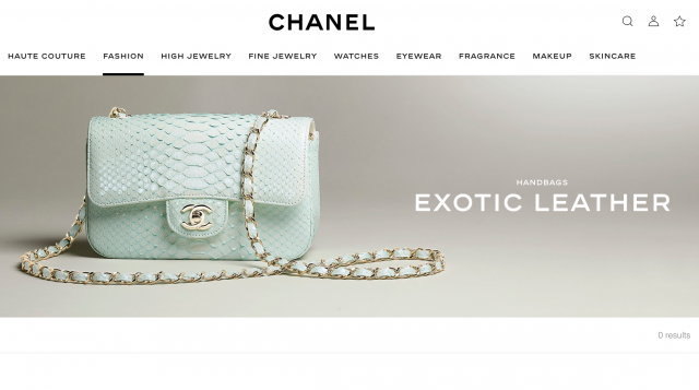 Chanel 官方網站上已經停止顯示珍稀皮革的手袋。