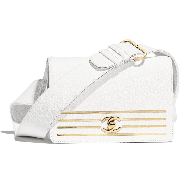 Chanel 2019 白色綴金色手袋