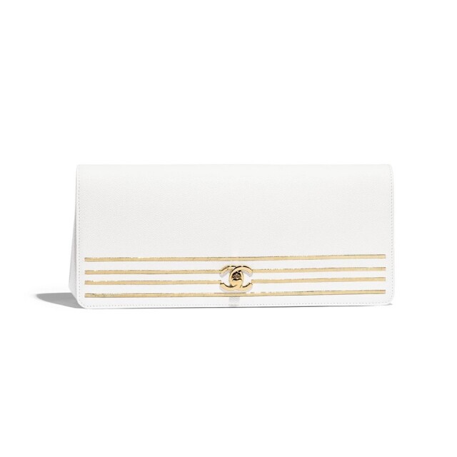 Chanel 2019 白色拼金色手提包