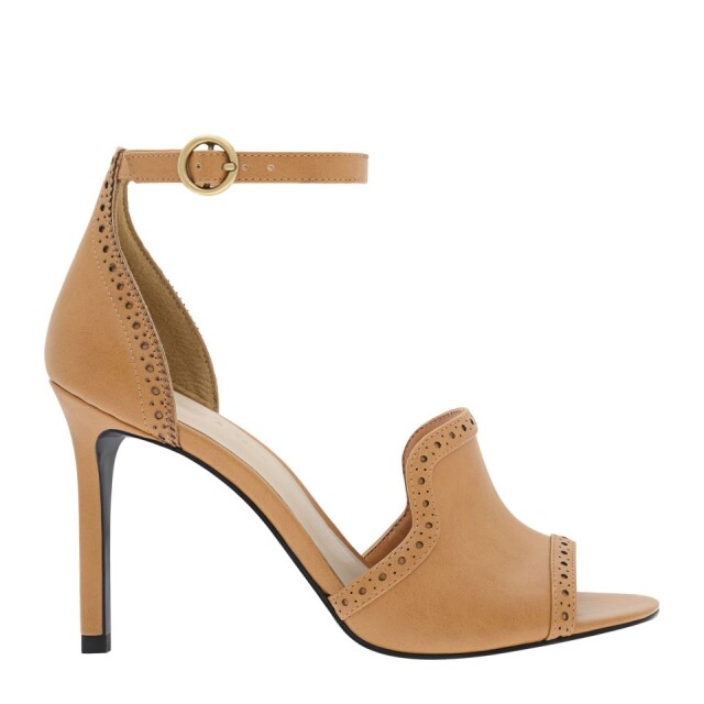Charles & Keith 啡色通花圖案高跟涼鞋 Charles & Keith 啡色通花圖案高跟涼鞋