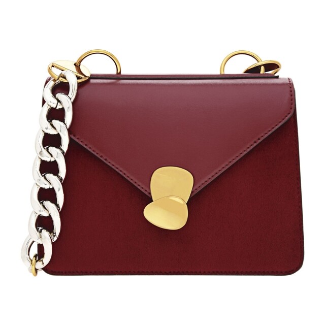 Charles & Keith 深紅色綴金屬鏈側揹袋 Charles & Keith 深紅色綴金屬鏈側揹袋