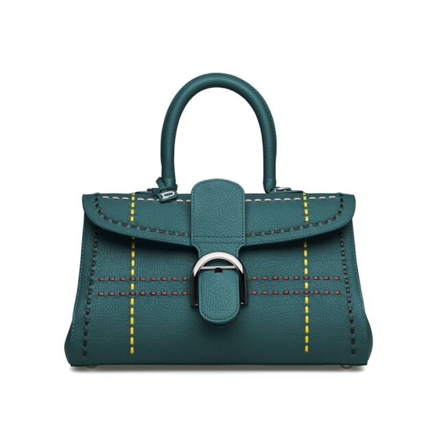 2019 Delvaux 手袋推薦 2 ：Delvaux 藍綠色格紋圖案 Brillant 系列手袋