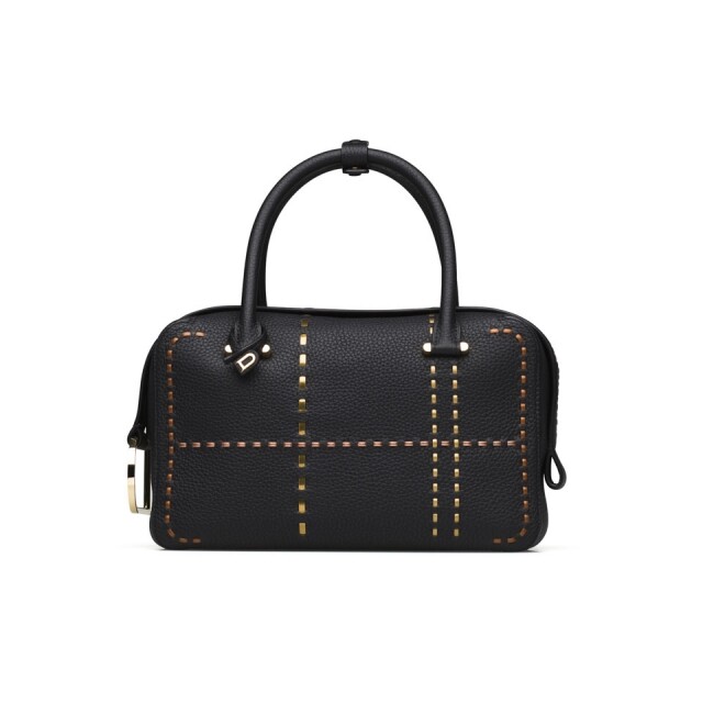 2019 Delvaux 手袋推薦 6 ：Delvaux 黑色格紋圖案 Cool Box 系列手袋
