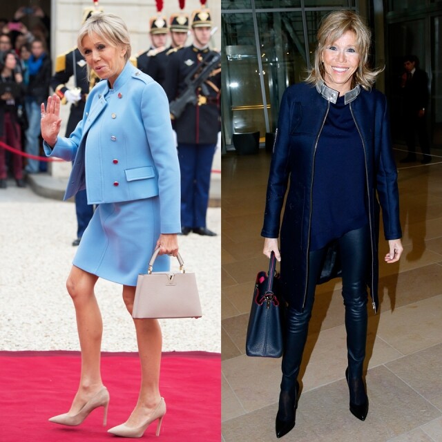 成為法國第一夫人的 Brigitte Macron，早前便以 Nicolas Ghesquiere 操刀的 Louis Vuitton 粉藍色套裝出席總統就職典禮，而私下她亦是 Louis Vuitton 的粉絲，更以 VIP 身份出席早前 Louis Vuitton 的 fashion show。