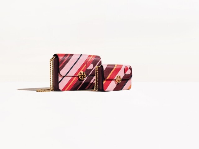 Tory Burch 紅色間條心型圖案手袋 Tory Burch 紅色間條心型圖案手袋