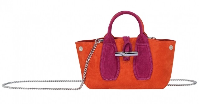 Longchamp roseau mini 絨面拼色皮革小手袋 價錢 $2,625