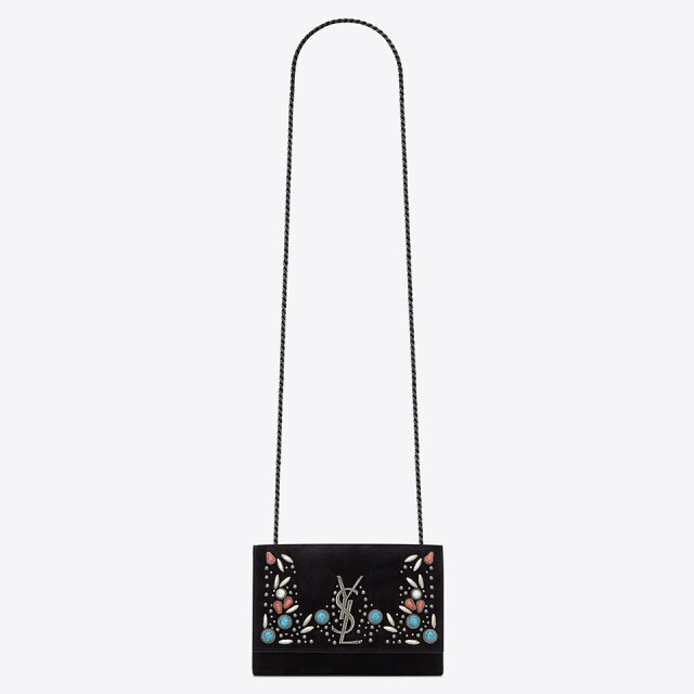 Saint Laurent 2018 早春系列黑色麖皮側揹袋 $21,500