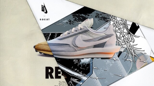 灰白配色的 Nike x sacai LDWaffle 波鞋