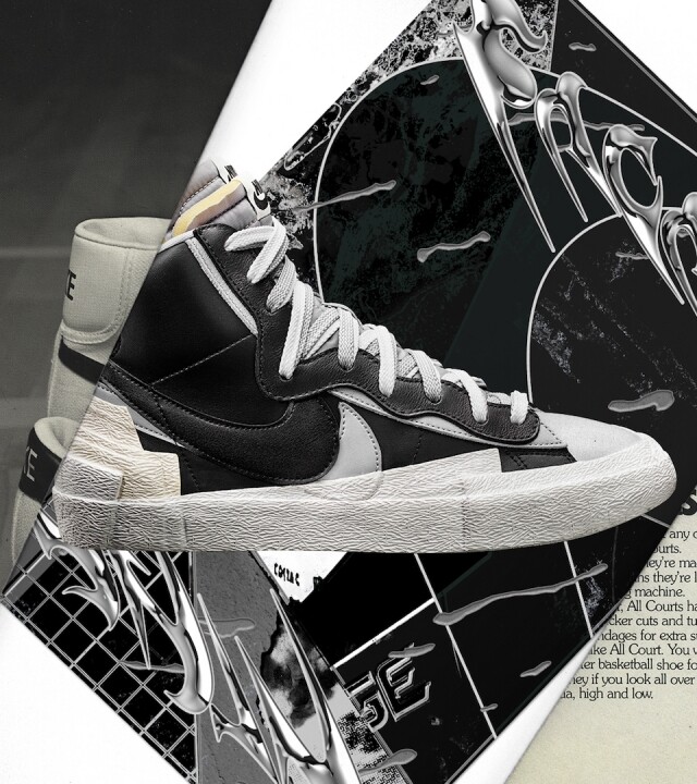 最新推出黑白配色的 Nike x sacai Blazer Mid 波鞋