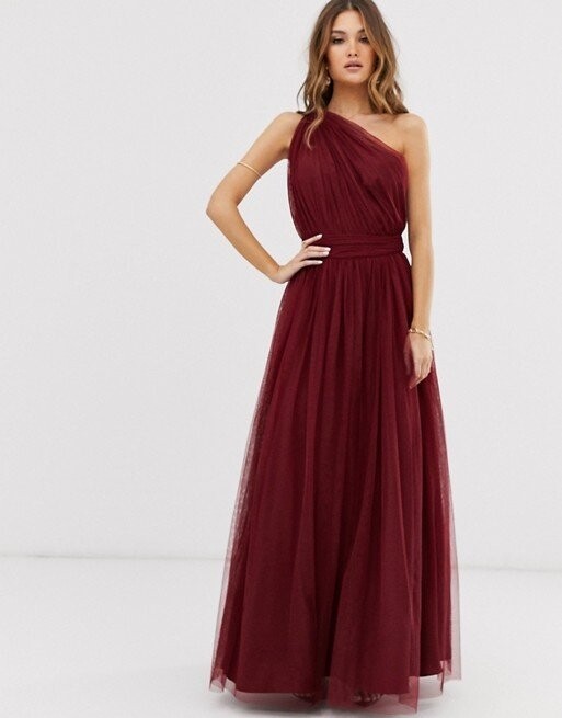 Asos Design 酒紅色連身長裙 $720