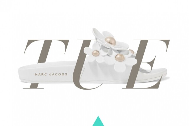 Marc Jacobs 白色綴立體花沙灘拖鞋 Marc Jacobs 白色綴立體花沙灘拖鞋