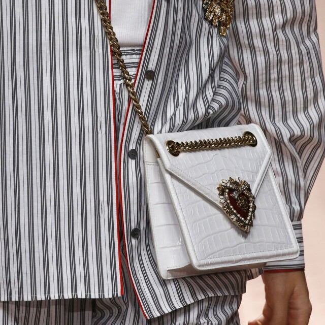 Dolce & Gabbana 白色壓紋側揹袋