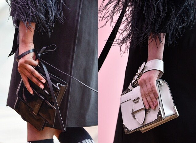 繼續大熱的袋款 相信 Prada 的皮具都曾是每個時尚愛好者的目標，Cahier 系列及 Plex Ribbon 系列手袋，再度於 Prada 2018 早春 show 中出現，可見兩款都會是繼續紅下去的手袋款式，值得投資。