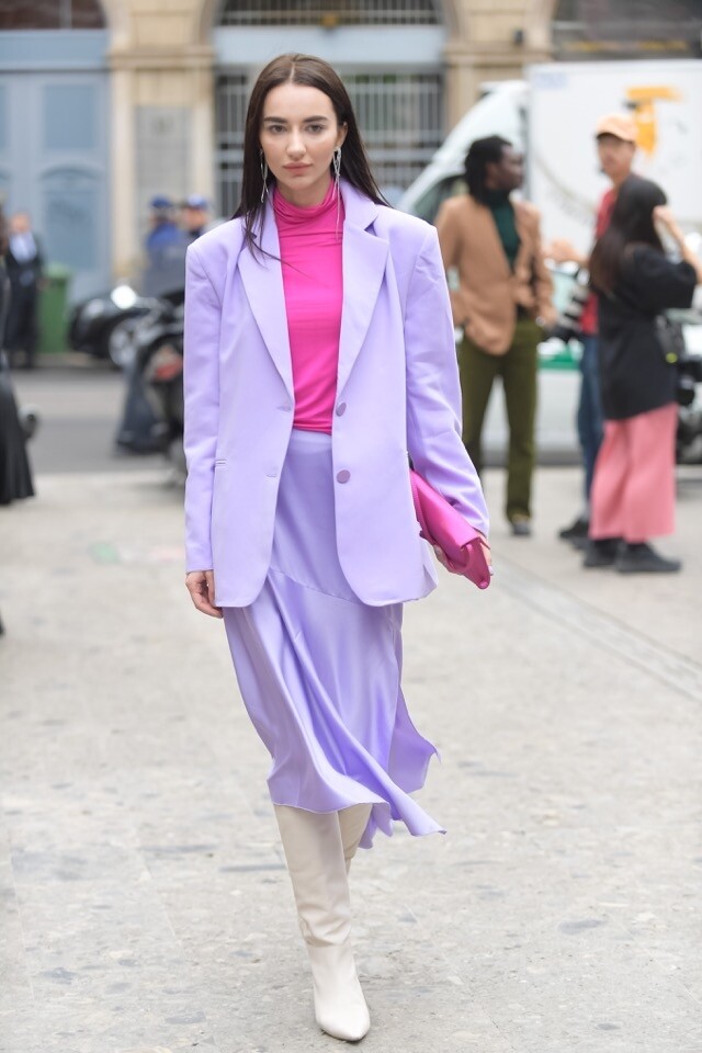 香芋紫色時尚穿搭法 6：香芋紫色跟桃紅色系配搭