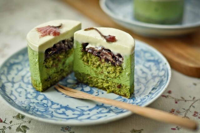 芝士蛋糕食譜 4：綠茶紅豆雙層芝士蛋糕