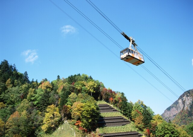 到北海道黑岳看紅葉可搭乘纜車，與群山更接近
