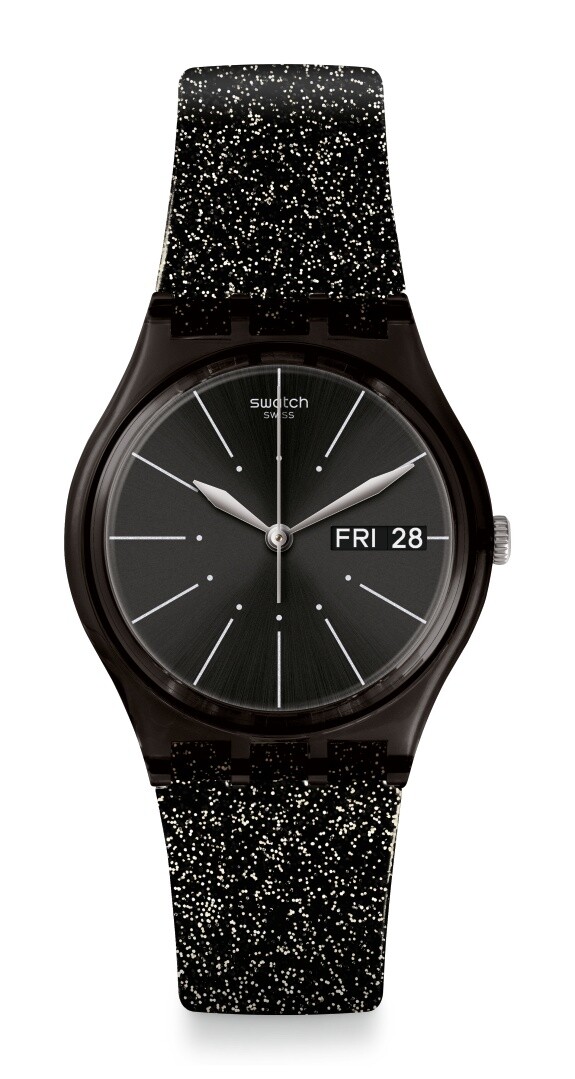 Swatch glitternoir 啞光黑色錶帶手錶 $520