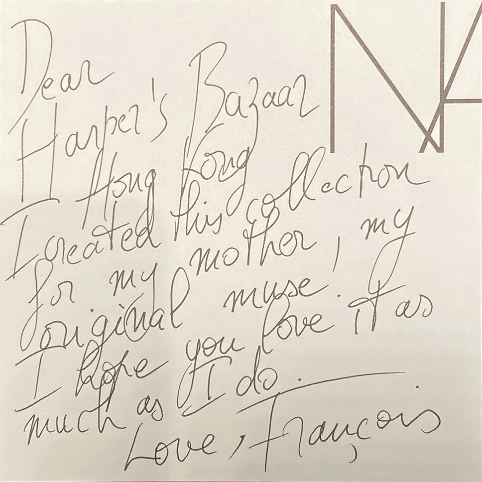 François Nars 為香港 BAZAAR 親筆撰寫的字條