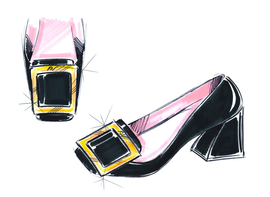 搶眼的方扣是 Roger Vivier 的經典象徵。