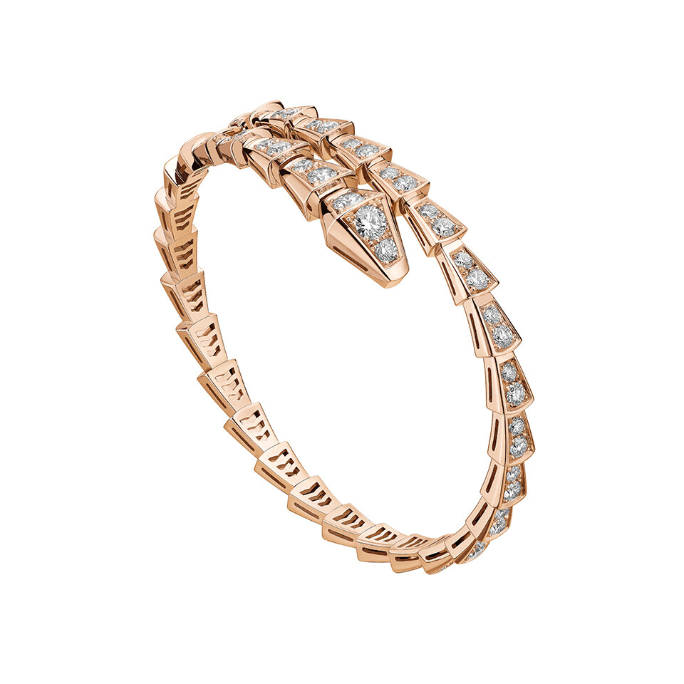 BVLGARI Serpenti Viper 18K 玫瑰金單圈鑲鑽石手環 BVLGARI Serpenti Viper 18K 玫瑰金單圈鑲鑽石手環