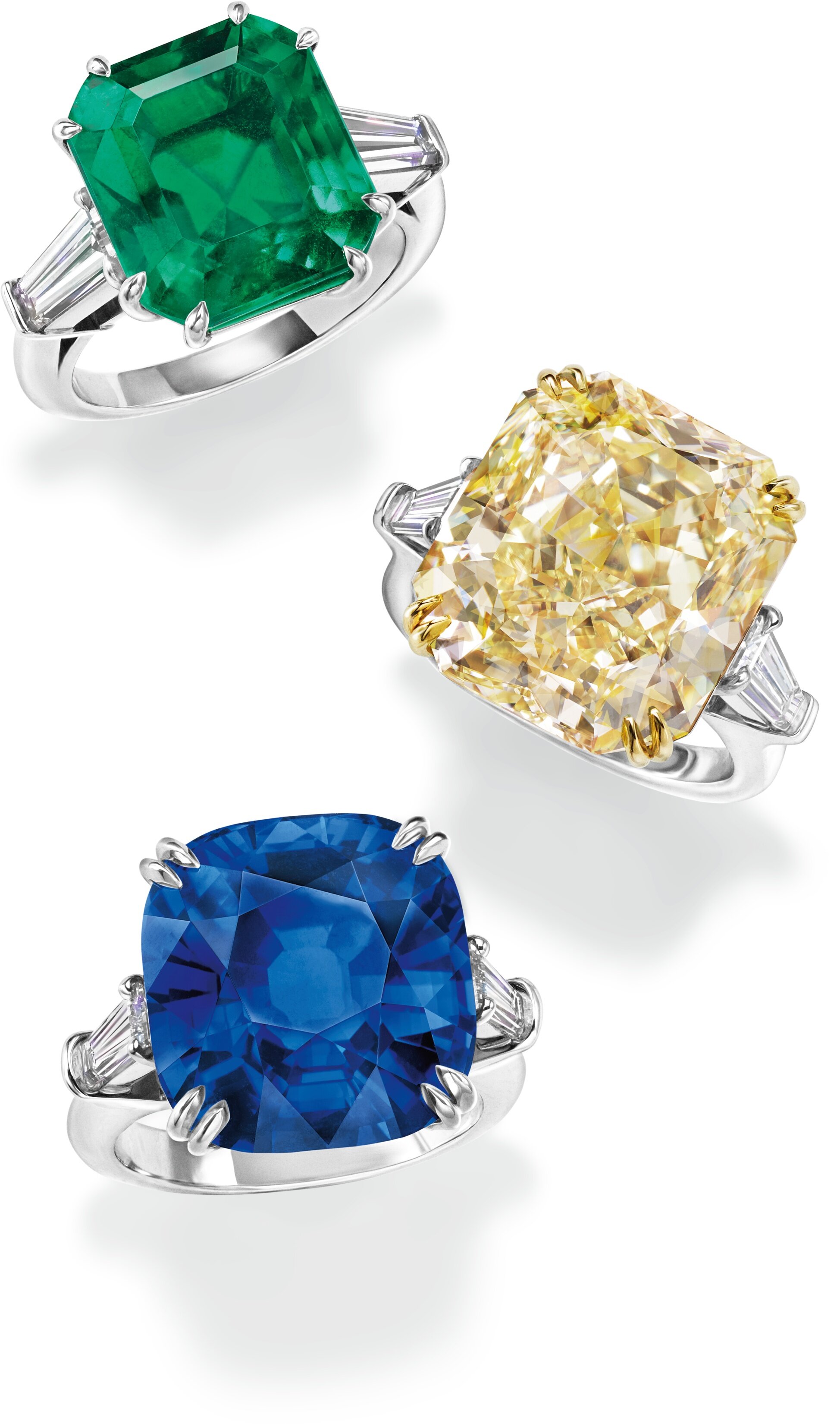 Harry Winston 黃鑽綴白鑽戒指