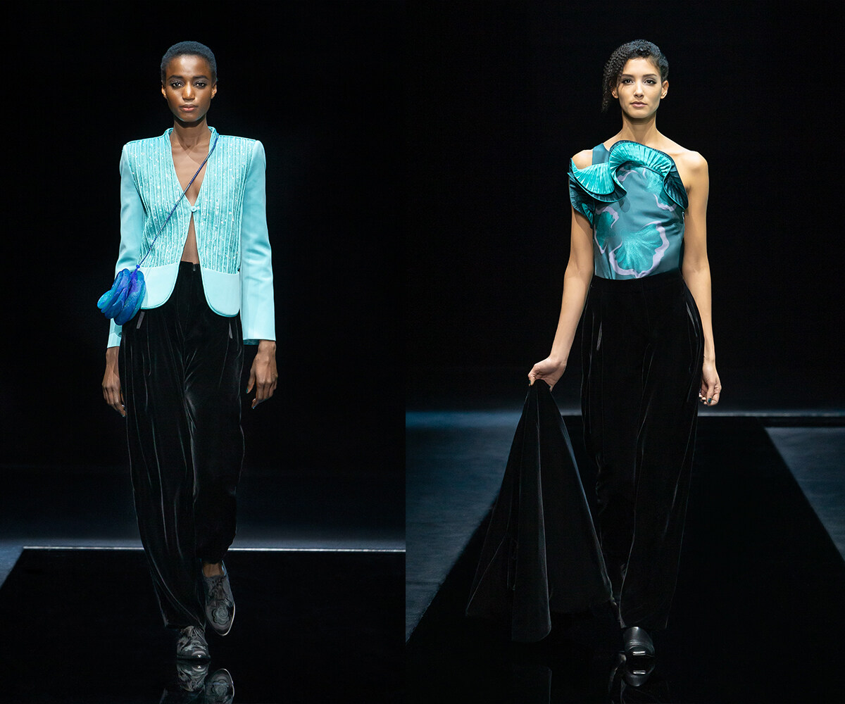Giorgio Armani 新季系列注入了如水般的色澤